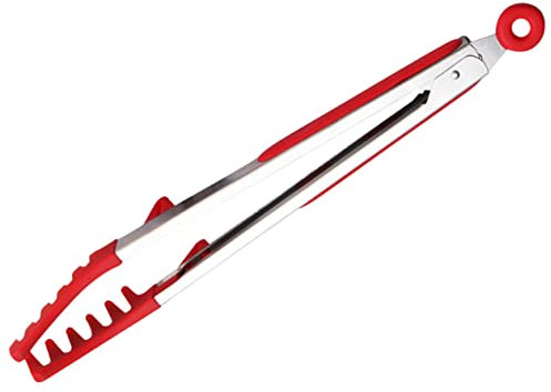 LIGIGWASH Pinzas Para Espaguetis De Silicona Roja De 23 Cm, Accesorios De Cocina Domésticos Resistentes Al Calor y Reutilizables, Pinzas Ergonómicas Para Alimentos, Uso Diario Casa
