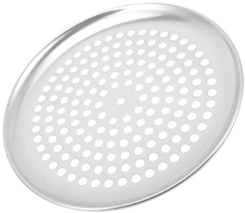 EXCEART Teglia Rotonda per Pizza in Acciaio Inox con Fori, Argento