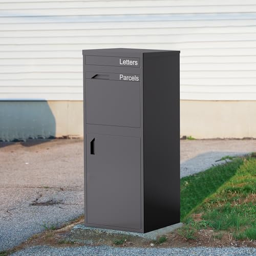Merapi All-in-One Package Delivery Box, No Assembly Required, Lockable Parcel Drop Box for Outside, Large Mailbox for Packages, Steel Box for Porch & Front Door