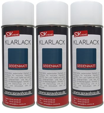 SDV Chemie Klarlack Spray seidenmatt 3x 400ml schnelltrocknend Acryllack | Sprühlack, Autolack, Felgen KFZ