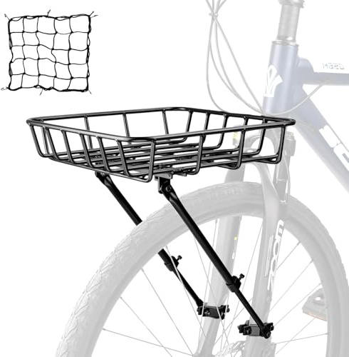 GRELiving Fahrradkorb vorne –Vorderkorb mit großer Kapazität,Leichtbau Stabiler Aluminiumkorb mit Haltestreben–Verstellbar für 26-29 Zoll Fahrräder, inkl. Montagewerkzeug & Netz