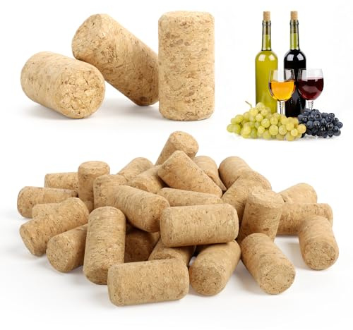 60 Pcs Wine Corks 21×40mm Natural Wood Wine Cork Wooden Bottle Corks Unprinted Cork Stopper for Crafts Bottle Stoppers with Good Sealing for Beer Liquor Bottles DIY Projects Home Brewing