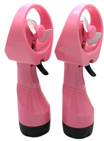BJPEY Paquete de 2 ventiladores de mano con batería para rociar agua al aire libre, ventilador de refrigeración de agua portátil (rosa)