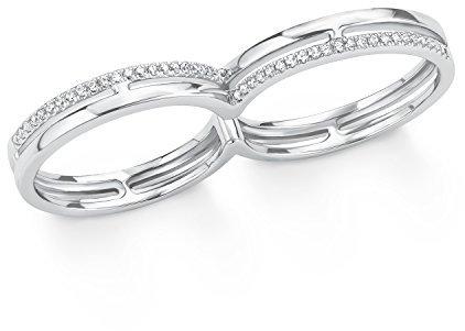 s.Oliver Damen-Ring Doppelring 925 Silber rhodiniert Zirkonia weiß Gr. 56 (17.8) - 2015105