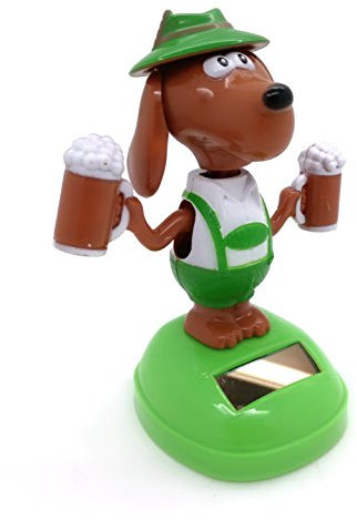 Starlet24 Solar Wackelfigur Solarfigur tanzende, wippende solarbetriebene Figur als Dekoration für Fensterbank, Armaturenbrett, Hutablage und viele weitere Aufstellmöglichkeiten Bayern Dog