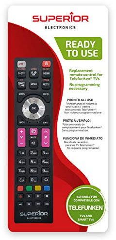 Superior Electronics Replacement Telefunken - Telecomando Universale Compatibile con TV Telefunken - Pronto all’Uso Senza Programmazione - Perfetto per Smart TV - Nero - SUPTRB016