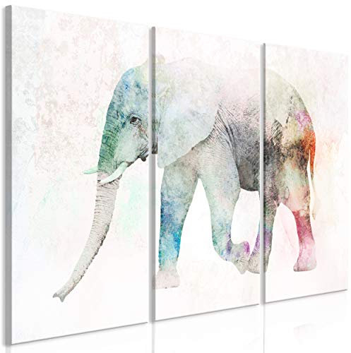 decomonkey Bilder Tiere Abstrakt 135x90 cm 3 Teilig Wandbild Groß Leinwandbild XXL Deko Wohnzimmer Schlafzimmer Büro Wanddeko Leinwand Pictures For Wall Poster Wall Painting Elefant