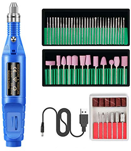 Set di 48 punte per trapano elettrico per unghie professionale per lucidatrici per unghie, kit di punte per trapano USB per lucidatura, foratura, taglio, per incisione rapida (blu)