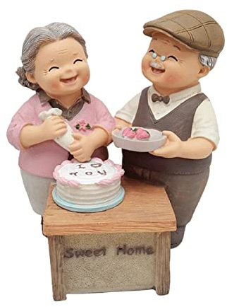 GEQIAN Garden Ornament Outdoor Christmas Old Man and Old Lady Ornament Creative Mini Ornament - Painted Desktop Figurines for Home Living Room Bedroom