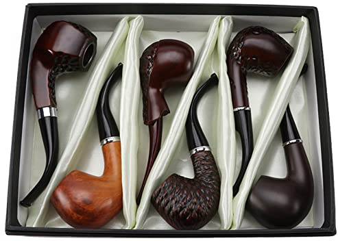 SlimpleStudio Tabakpfeife 6 Stück/Set Klassische Art Holz Harz Tabakrauchpfeifen for Großvater Boy Friend Vater Pfeife