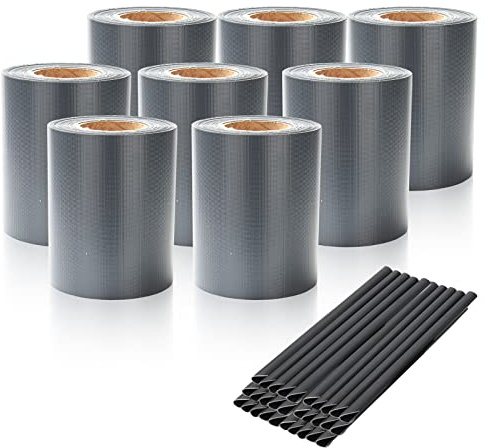 Fiqops Lot de 8 bandes brise-vue en PVC - 280 m x 19 cm - Protection contre le vent et les UV - Avec 240 clips de fixation - Parfait pour clôture à double tige - Anthracite