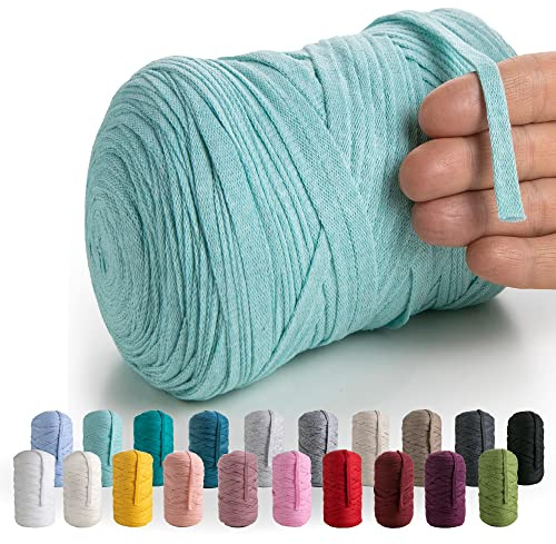 MeriWoolArt® Cinta Textil Natural 10 mm 150 m, Hilo para Artesanías de Macramé, Punto, Colgante de Pared, Atrapasueños DIY, Ganchillo de Tela, Algodón Reciclado y Viscosa
