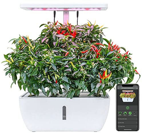 ZPYXBH Huerto Interior De Cultivo Hidropónico, Sistema De Cultivo Hidroponico con Luz De Crecimiento LED De Espectro Completo, Jardín Interior con 12 Vainas, Temporizador Automático, Altura Ajustable