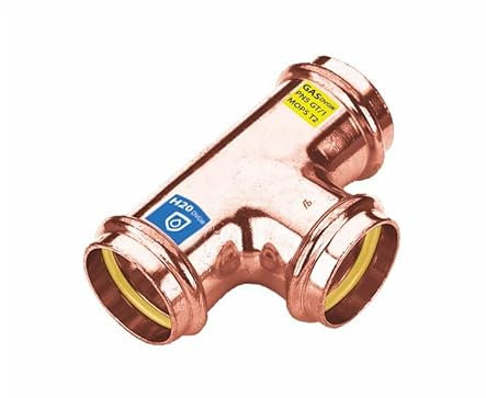 Sanpro Pressfitting Kupfer T-Stück gleiche Abgänge, Größe V 15 (Kupfer Gas Wasser Trinkwasser Heizung Sanitär Fittings Fitting Kupferleitung)