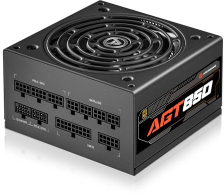 ARESGAME AGT Series 850W Power Supply, 80+ Gold Certified, Fully Modular, FDB Fan, Compact 140mm Size, 10 Year Warranty, ATX Gaming Power Supply