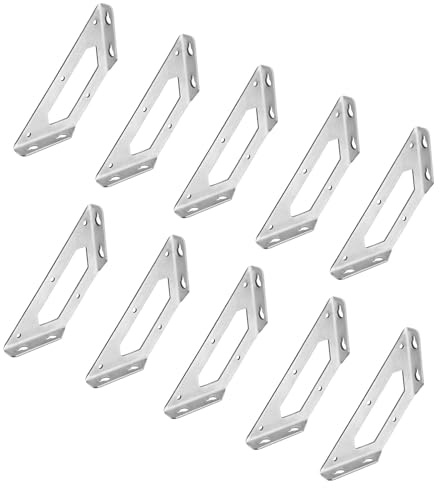 LIKERAINY 90 Grad Winkelverbinder 100x100mm Winkel Klammern Dreieck Form Ecke Klammer Edelstahl Möbelverbinder Winkel Verschluss Stuhl Regal-Stützverbinder 10 Stück