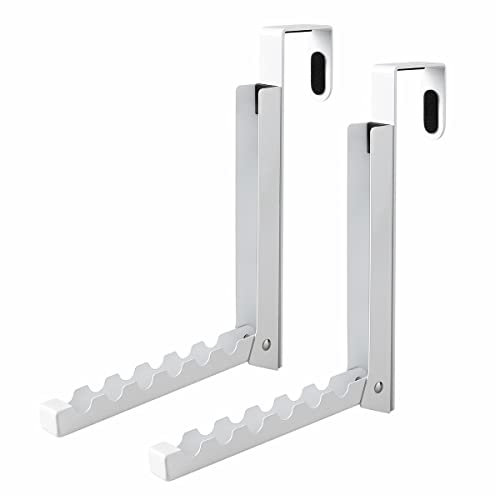 VIAV Design Über-Tür-Hakenhalter, faltbarer Über-Tür-Wäscheständer mit 6 Rillen zum Aufhängen von Kleidung, Über-Tür-Handtuchhalter für Kleidung, Mantel, hinter der Badezimmertür, 2er-Pack(Weiß)