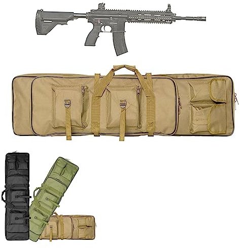 DFANCE Sac De Transport pour Pistolet,Sac Tactical Double Rifle Mallettes,Indéchirable et Imperméable,Malette Fusil pour Arme Longue Protection de Réplique Airsoft,Mud Color,100 * 30cm