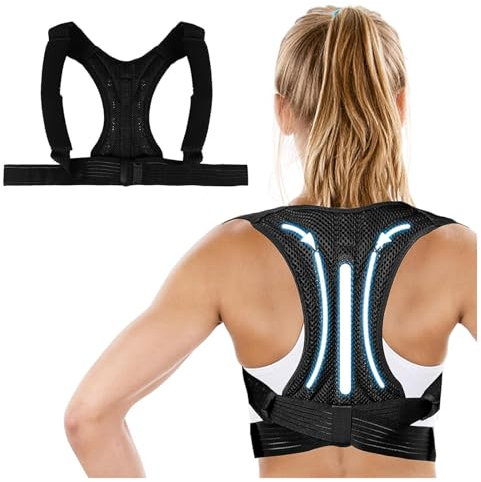 MeLtor Rückenstützgürtel, Rückenbandage Atmungsaktiv,Leicht Und Verstellbar, Haltungskorrektor Korrigieren Sie Buckel,Rücken Schulter Schmerzlinderung,XL