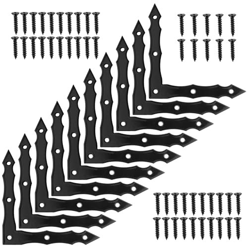 Winkelverbinder, 10 Stk Flachwinkel, Schwarz Antik Flachverbinder, Vintage 90 Grad Flache L-Form Eckwinkel, Fensterwinkel, Möbelwinkel, für Holzmöbel, Tische, Stühle Deko, 100x100x15x2.5 mm