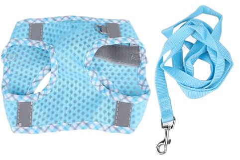 Hundegeschirr Und Leine-Set, Kein Ziehen, Hundegeschirr Mit Reflektierenden Streifen, Verstellbares Einstiegs-Welpengeschirr Für Spaziergänge Mit Dem Hund, Blau, 150 X 1,5 Cm(Navy blau)