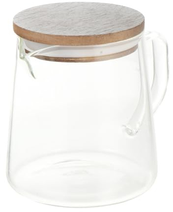 MAGICLULU Kaffeekanne aus Glas 300ml mit Holzdeckel, Hitzebeständige Glaskanne für Kaffee & Tee, Kleine Teekanne, Transparentes Design für Zuhause & Gastronomie, BPA-frei