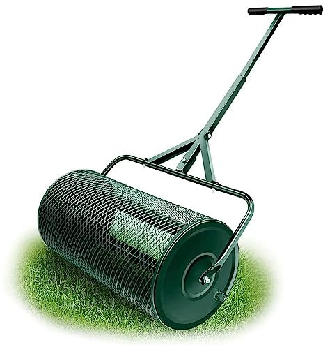 OSBELE Rodillo para césped Duradero de 27,5 Pulgadas, esparcidor de estiércol liviano, para Plantar Semillas Esparcidor de Malla metálica liviano y Duradero para el Cuidado del césped y el jardín