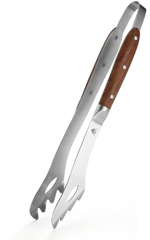 GRILLGEN Heavy Duty Rosewood Handle BBQ Grill Tongs, 16.73 Long Premium BBQ Grill Tongs for Outdoor Grilling, Essential Accessory for Barbecue & Grill, Best Grilling Gift