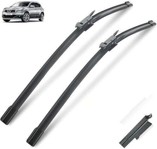 Front Rear Wiper Blades Set Compatible,For Nissan Qashqai J10 2006-2013 Dualis NJ10 Brush Rubber Windshield Windscreen Window 241512 (Color : RHD, Size : Front Rear)