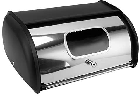 SUNFECILI Bread Bin Bread Box for Kitchen Countertop,Farmhouse Bread Container Bread Storage with Window,Bread Holder Storage Container With Small Window for Kitchen Countertop(Black)