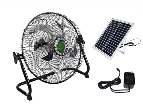 2024 Ventilador de carga solar,Ventilador de camping silencioso de alta velocidad,Ventilador de pie,Uso for el hogar, dormitorio al aire libre/en el interior,con 12 velocidades,USB ( Color : Black , S