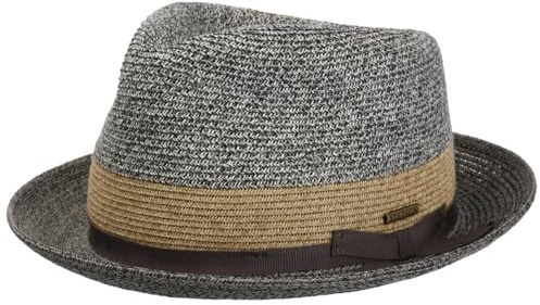 Stetson Contrast Brim Player Toyo Strohhut Zweifarbiger Hut Moderne Diamond-Krone UV-Schutz 40+ Damen Herren Frühjahr Sommer braun M (56-57 cm)