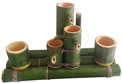 Wasserspielbrunnen aus Bambus, freistehende schwimmende Wasserbrunnenpumpe, Moderne Gartendekoration für den Außenbereich, 100% handgefertigt (50 cm) (45 cm)