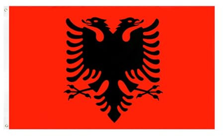 Rockreyoa Bandiera dell'Albania, 90 x 150 cm, con occhielli in ottone, per asta della bandiera, articolo per fan dell'Albania