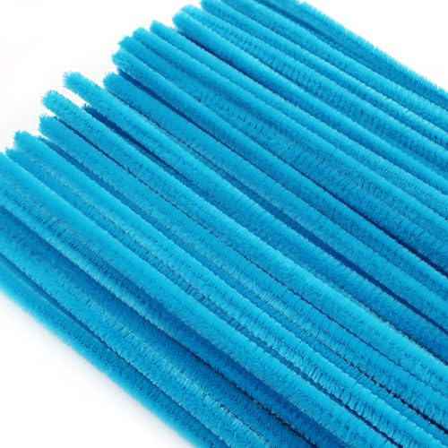 TOAOB 100 Piezas Chenilla Limpiadores Pipas Azul Cielo de Color 30 cm de Largo y 6 mm de Ancho para Manualidades y Decoración del Hogar