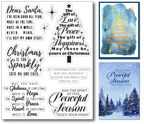 arriettycraft Weihnachtsstempel für Weihnachtskarten, Weihnachtssprüche, Weihnachtsverse, Gummistempel für Urlaub, Geschenkanhänger, Scrapbooking, Papier, Basteln, Dekoration