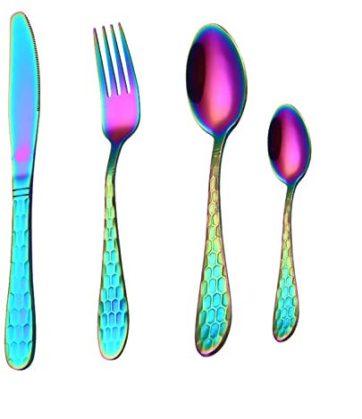 Juegos de cubiertos Vajilla de 16/40 piezas Cuchara dorada Cubiertos Tenedor Cuchara Cubiertos dorados Juego de cubiertos de acero Juego de vajilla dorada Cuchara de acero inoxidable para servir a