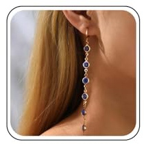 Inateannal Saphir Boucles D'oreilles Goutte À Goutte Strass Bleu Mariage
