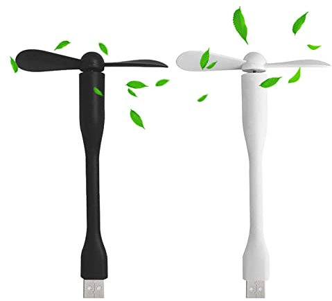 Lot de 2 mini ventilateurs USB 90 mm avec col flexible - Mini ventilateur USB flexible - Ventilateur amovible pour PC - Mini ventilateur USB (2 couleurs)