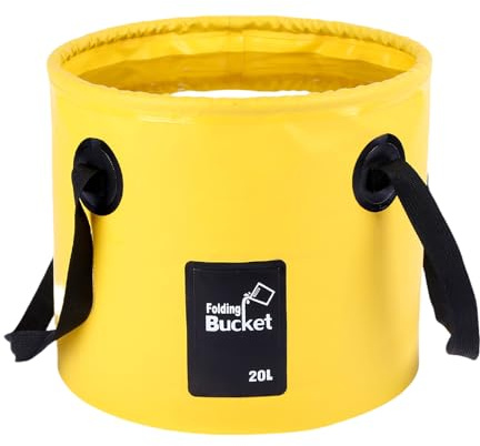 XINGLIDA Recipiente plegable para pesca con mango de pesca, Amarillo 20L