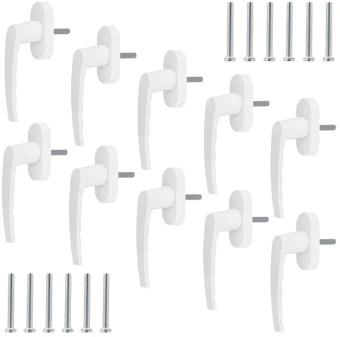 CHUIFAI 10 maniglie per finestra da 35 mm, colore bianco, serratura per finestra senza cilindro di chiusura, maniglia per porta del balcone, per finestre, balconi e porte della terrazza