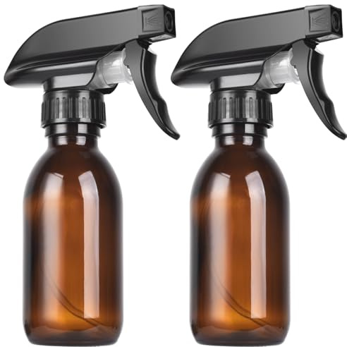4oz Amber Glass Spray Bottles (2 Pack) - Refillable with Dropper, Funnel & 4 Labels | UV Protection for Essential Oils, Hair Care, Cleaning Solutions