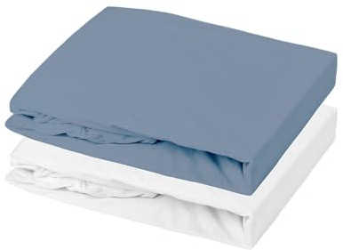Mon P Dodo Set mit 1 ALESE PU + 1 Spannbettlaken, Weiß/Ozean, 70 x 140 cm