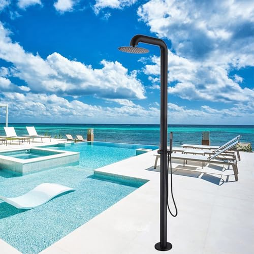XJTNLB Gartendusche Aussendusche Freistehend Schwarz Gartendusche Edelstahl Warm Kalt Pool Dusche Regendusche 30Cm Edelstahl