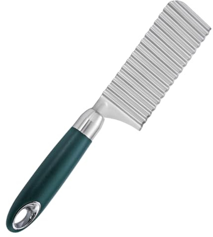 UKCOCO Cortador de Patatas Ondulado Acero Inoxidable Cortador Multifunción para Verduras Frutas y Ensaladas Cuchillo con Mango Ergonómico para Corte Rápido y Fácil