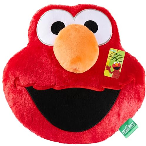 Sesame Street Elmo Plush Cushion Pillow, Soft Plush Throw Pillow Cushion Bedroom Decor Cuddle Plushies, Gifts for Girls, Teens, Women (Red Elmo, L12.4 x W12.2)