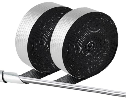 Volakebeing Paquete de 2 cintas aislantes de tuberías para exteriores, espuma de goma de 32.8 pies con capa de aluminio para protección contra la congelación de tuberías de invierno, calor impermeable