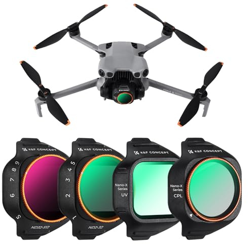K&F CONCEPT Kit de Filtres ND Variables Compatible avec DJI Mini 5 Pro, 4 Filtres ND2-ND32 (1-5 Stops)/ND32-ND512 (5-9 Stops) VND/CPL/UV Limités, Verre Optique HD Multi-traité/Cadre Aluminium | 4 filtres ND2-32/ND32-512, verre optique HD multi-traité, cadre aluminium, compatible drone DJI Mini 5 Pro, FD041