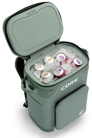 CORE Magnetic Leak Proof 24 Can Soft Cooler with Waterproof Zipper | Insulated Bag Portable Ice Chest Box | Best Backpack Cooler for Food & Beverages for Tailgating, Car Camping, and Family Picnics