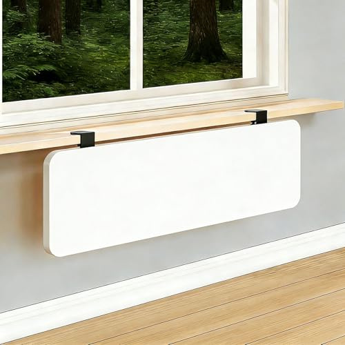 Fensterbank Verlängerung Klappbares Pflanzenregal für die Fensterbank mit Klemme, Wandtischverlängerung für Schreibtisch, Fensterbankverlängerung aus Holz, Schwarz-weiß(White,80x25cm(31.5x9.8in))